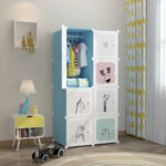 2-SOGA 8 Cubes Blue Portable Wardrobe Divide-Grid Modular Storage Organiser Foldable Closet