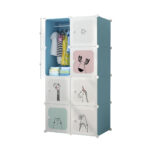 1-SOGA 8 Cubes Blue Portable Wardrobe Divide-Grid Modular Storage Organiser Foldable Closet