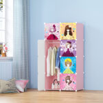 2-SOGA 8 Cubes Princess Design Portable Wardrobe Divide-Grid Modular Storage Organiser Foldable Closet