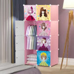 3-SOGA 8 Cubes Princess Design Portable Wardrobe Divide-Grid Modular Storage Organiser Foldable Closet