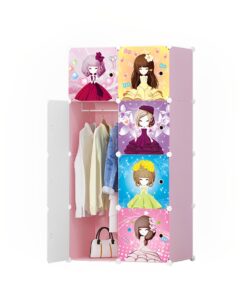 1-SOGA 8 Cubes Princess Design Portable Wardrobe Divide-Grid Modular Storage Organiser Foldable Closet