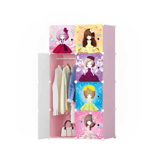 1-SOGA 8 Cubes Princess Design Portable Wardrobe Divide-Grid Modular Storage Organiser Foldable Closet