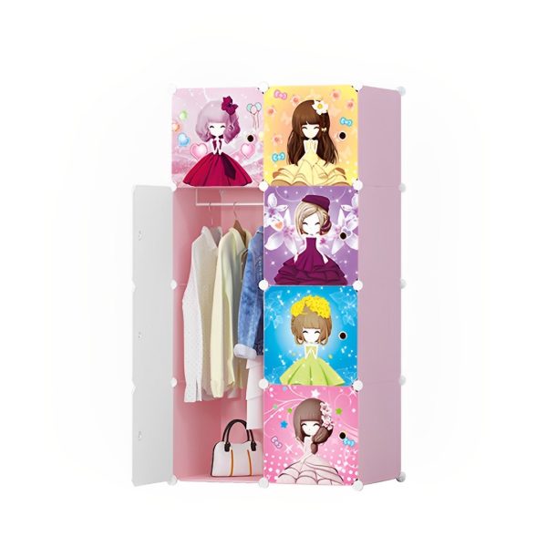 1-SOGA 8 Cubes Princess Design Portable Wardrobe Divide-Grid Modular Storage Organiser Foldable Closet