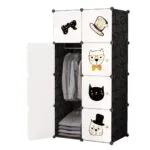 1-SOGA 8 Cubes Black Portable Wardrobe Divide-Grid Modular Storage Organiser Foldable Closet