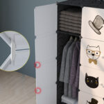 3-SOGA 8 Cubes Black Portable Wardrobe Divide-Grid Modular Storage Organiser Foldable Closet