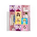 1-SOGA 10 Cubes Princess Design Portable Wardrobe Divide-Grid Modular Storage Organiser Foldable Closet