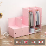4-SOGA 10 Cubes Princess Design Portable Wardrobe Divide-Grid Modular Storage Organiser Foldable Closet
