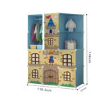 6-SOGA 10 Cubes Blue Castle Print Portable Wardrobe Divide-Grid Modular Storage Organiser Foldable Closet