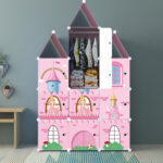 2-SOGA 10 Cubes DIY Castle Print Portable Wardrobe Divide-Grid Modular Storage Organiser Foldable Closet