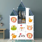 2-SOGA 10 Cubes DIY Animal Design Portable Wardrobe Divide-Grid Modular Storage Organiser Foldable Closet