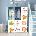 3-SOGA 10 Cubes DIY Animal Design Portable Wardrobe Divide-Grid Modular Storage Organiser Foldable Closet