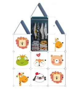 1-SOGA 10 Cubes DIY Animal Design Portable Wardrobe Divide-Grid Modular Storage Organiser Foldable Closet