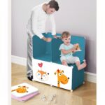 4-SOGA 10 Cubes DIY Animal Design Portable Wardrobe Divide-Grid Modular Storage Organiser Foldable Closet