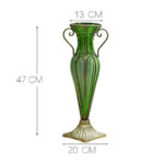 2-SOGA Green Colored Glass Flower Vase with 8 Bunch 5 Heads Artificial Fake Silk Rose Home Decor Set