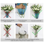 8-SOGA Blue Colored Glass Flower Vase with 8 Bunch 5 Heads Artificial Fake Silk Rose Home Decor Set