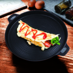 4-SOGA 35cm Round Ribbed Cast Iron Frying Pan Skillet Steak Sizzle Platter with Handle