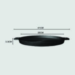 7-SOGA 2X 35cm Round Ribbed Cast Iron Frying Pan Skillet Steak Sizzle Platter with Handle