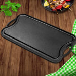 3-SOGA 50.8cm Cast Iron Ridged Griddle Hot Plate Grill Pan BBQ Stovetop