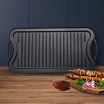 7-SOGA 50.8cm Cast Iron Ridged Griddle Hot Plate Grill Pan BBQ Stovetop