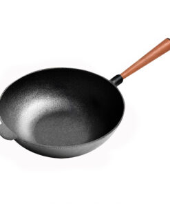 1-SOGA 31cm Commercial Cast Iron Wok Round Bottom FryPan Home Cooking Skillet