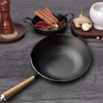 2-SOGA 2X 31cm Commercial Cast Iron Wok Round Bottom FryPan Home Cooking Skillet