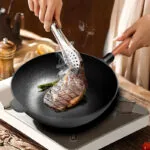 3-SOGA 2X 31cm Commercial Cast Iron Wok Round Bottom FryPan Home Cooking Skillet