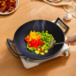 4-SOGA 2X 32cm Commercial Cast Iron Wok FryPan Fry Pan with Double Handle