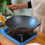 5-SOGA 2X 32cm Commercial Cast Iron Wok FryPan Fry Pan with Double Handle