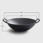 7-SOGA 2X 32cm Commercial Cast Iron Wok FryPan Fry Pan with Double Handle