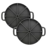 1-SOGA 2X 21.5CM Round Cast Iron Baking Wedge Pan Cornbread Cake 8-Slice Baking Dish with Handle