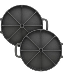 1-SOGA 2X 21.5CM Round Cast Iron Baking Wedge Pan Cornbread Cake 8-Slice Baking Dish with Handle