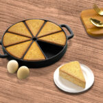 5-SOGA 2X 21.5CM Round Cast Iron Baking Wedge Pan Cornbread Cake 8-Slice Baking Dish with Handle