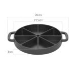 6-SOGA 2X 21.5CM Round Cast Iron Baking Wedge Pan Cornbread Cake 8-Slice Baking Dish with Handle