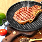 4-SOGA 2X 28cm Ribbed Cast Iron Frying Pan Skillet Coating Steak Sizzle Platter