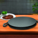 7-SOGA 2X 28cm Ribbed Cast Iron Frying Pan Skillet Coating Steak Sizzle Platter