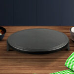 2-SOGA 33CM Reversible Round Cast Iron Crepes Pan Baking Cookie Pancake Pizza Bakeware