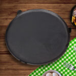 3-SOGA 2X 33CM Reversible Round Cast Iron Induction Crepes Pan Baking Cookie Pancake Pizza Bakeware