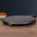 5-SOGA 2X 33CM Reversible Round Cast Iron Induction Crepes Pan Baking Cookie Pancake Pizza Bakeware