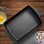 2-SOGA 33cm Cast Iron Rectangle Bread Cake Baking Dish Lasagna Roasting Pan
