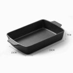 5-SOGA 33cm Cast Iron Rectangle Bread Cake Baking Dish Lasagna Roasting Pan