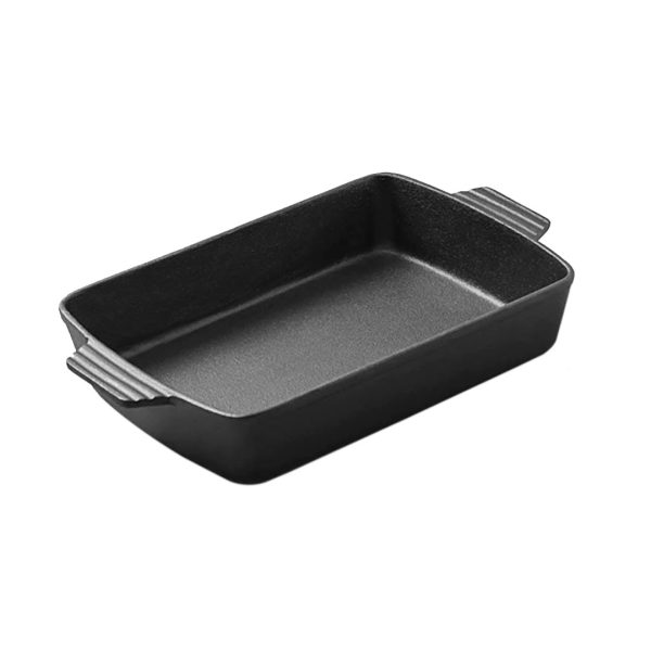1-SOGA 33cm Cast Iron Rectangle Bread Cake Baking Dish Lasagna Roasting Pan