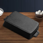 4-SOGA 2X 33cm Cast Iron Rectangle Bread Cake Baking Dish Lasagna Roasting Pan