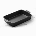 5-SOGA 2X 33cm Cast Iron Rectangle Bread Cake Baking Dish Lasagna Roasting Pan