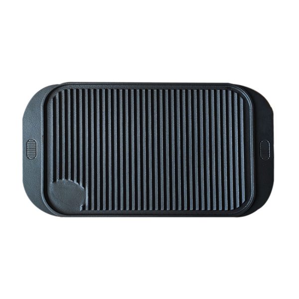 1-SOGA 47cm Cast Iron Ridged Griddle Hot Plate Grill Pan BBQ Stovetop