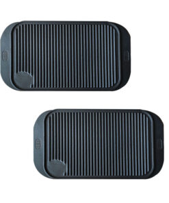 1-SOGA 2X 47cm Cast Iron Ridged Griddle Hot Plate Grill Pan BBQ Stovetop