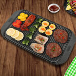4-SOGA 2X 47cm Cast Iron Ridged Griddle Hot Plate Grill Pan BBQ Stovetop