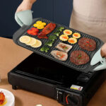 6-SOGA 2X 47cm Cast Iron Ridged Griddle Hot Plate Grill Pan BBQ Stovetop