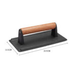 5-SOGA Cast Iron Bacon Meat Steak Press Grill BBQ with Wood Handle Weight Plate