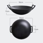 6-SOGA 2X 36CM Commercial Cast Iron Wok FryPan with Wooden Lid Fry Pan
