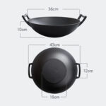 7-SOGA 2X 36CM Commercial Cast Iron Wok FryPan with Wooden Lid Fry Pan